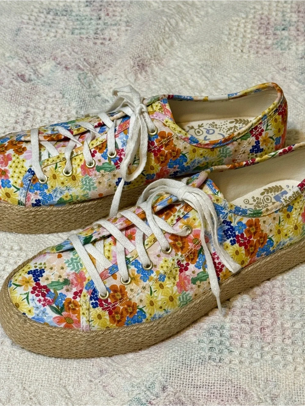 Keds x Rifle Paper Co Womens Floral Canvas Low Top Lace Up Sneakers WF67549 Sz 9